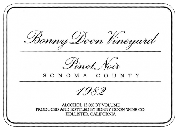 1982 Pinot Noir label