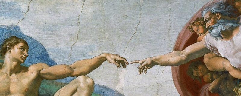 Michelangelo painting of God reaching out to Adam