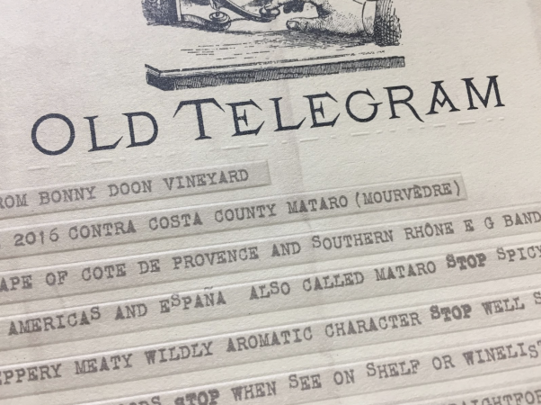 Close-up of Old Telegram label - embossed Morse Code