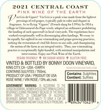 2021 Vin Gris De CIgare Back Bottle Image