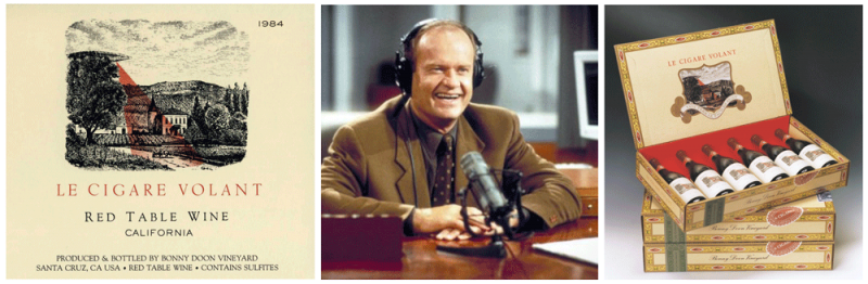 1984 Le Cigare Volant label, Kelsey Grammer as “Frasier,” Cigare box